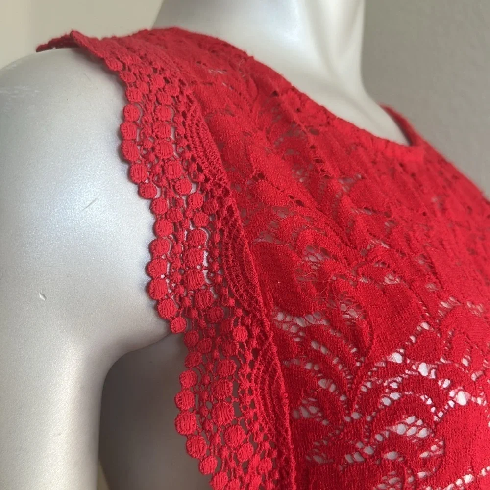 Intimately Free People Sure Thang Red Lace Top